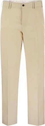 Pantaloni Torino Reworked Michael Katoen en Linnen Broeken - Heren - Straight fit broeken - Beige - XL - Katoen - Broeken