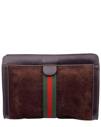 Gucci Brown Cotton Clutch (Authentic Pre-Loved)