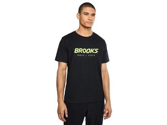 Brooks Graphic Shorts Sleeve Mens Workout Black/Dark Luminary : 2XL, Cotton/Polyester