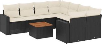 vidaXL Set De Sof&aacute;s De Jard&iacute;n 8 Piezas Y Cojines Rat&aacute;n Sint&eacute;tico Negro Vidaxl