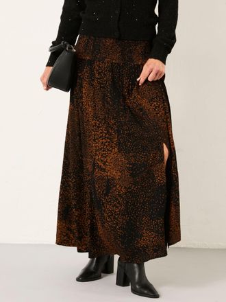 Fat Face FatFace Harper Black Layered Animal Midi Skirt