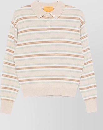 Guest In Residence striped cashmere long-sleeve polo sweater