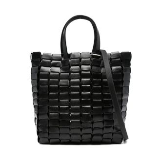 Dragon Diffusion Black Woven Leather Tote Bag