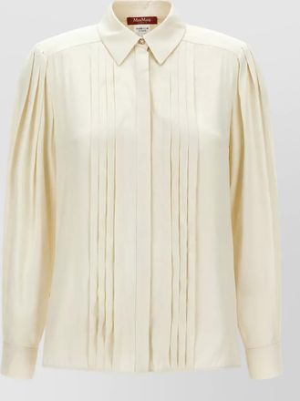 Max Mara silk pleated long-sleeve shirt