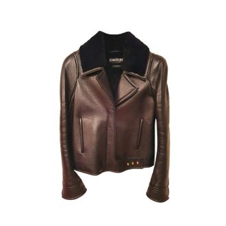 Tom Ford Fur Lined Leather Aviator Jacket Size S
