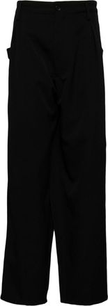 Yohji Yamamoto tuck tab trousers - men - Cupro/Wool - 3 - Black