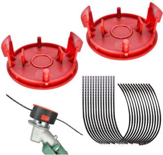 OEM Bosch F016800431 Paquete De 10 Cuchillas De 3,5 Mm Para Desbrozadora Con 2 Cubiertas De Repuesto, Compatibles Con Cortac&eacute;spedes Bosch Afs 23-37