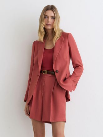 Reiss Burnt Red Tailored Bermuda Shorts, 10