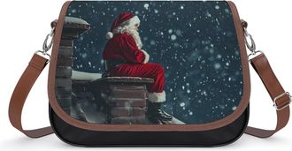 Generic Christmas Night Moon Snowflake Womens Crossbody Bag Fashion Shoulder Handbags Message Tote Bag with Adjustable Strap