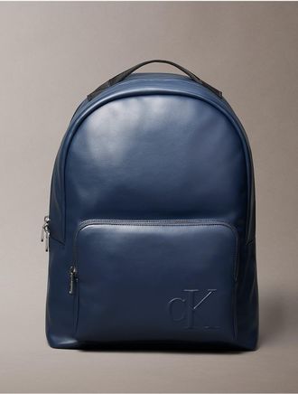 Calvin Klein Mens Embossed Monogram Backpack - Navy