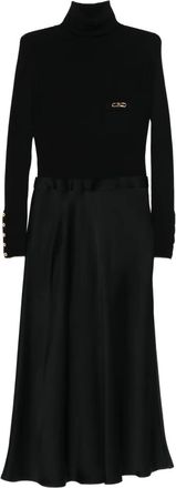 Elisabetta Franchi logo-plaque midi dress - Black