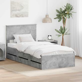 vidaXL Estructura De Cama Gris Concreto 75 X 190 Cm Madera Ingenieril Vidaxl