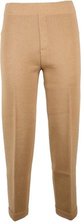 KANGRA Broeken, Dames, Bruin, S, Wol, Pantalone Tuta in maglia