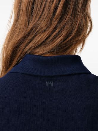 Ami Heart-Embroidered Cotton Polo - Navy