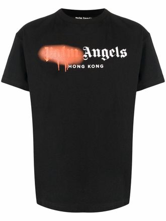 Palm Angels Hong Kong sprayed-logo T-shirt - men - Cotton - S - Black