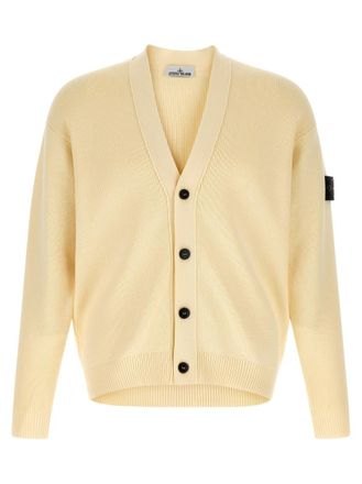 Stone Island Beige Knitted V Neck Cardigan
