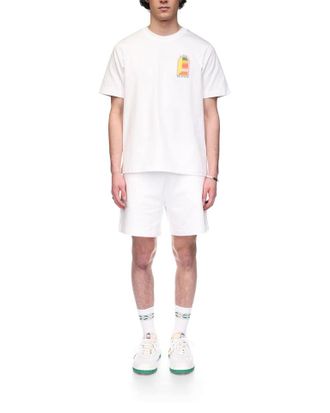 Casablanca Mens Gradient Arch Logo Printed T-Shirt in White Cotton - Size Small