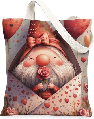 Generic Valentines Day Shark Canvas Tote Bag for Shopping 13x15, Love Letter Heart Balloon Reusable Grocery Print Bag for Women, Holiday Beach Aesthetic Paint