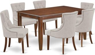 East West Furniture Dining Room Set Mahogany, DUFR7-MAH-05
