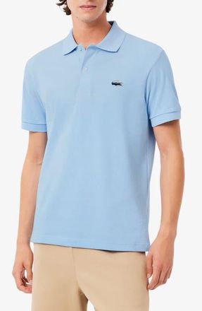Lacoste Classic Fit Landscape Crocodile Cotton Piqu&eacute; Polo in Pastel Blue at Nordstrom, Size 9