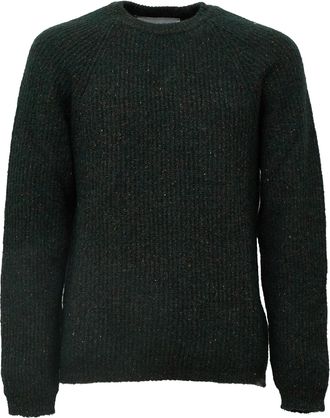 Amaranto Ribbed Knit Sweater with Raglan Sleeves and Embroidered Detail