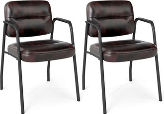 Costway Waiting Room Chair No Wheels Set of 2 with Integrated Armrests