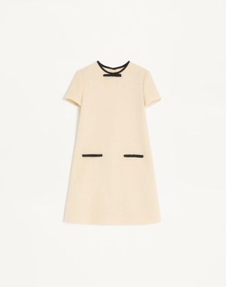 Valentino Short Dress In Plain Wool Tweed Wo