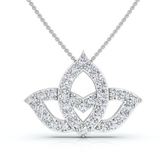 Pompeii3 3/8ct Diamond Lotus Flower Pendant Necklace 14K White Gold