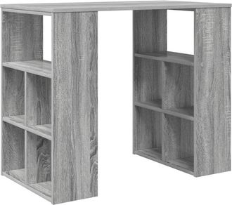 vidaXL Desk with Shelf Grey 90 x 50 x 75 cm Engineered Wood Vidaxl