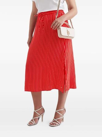 Tommy Hilfiger striped side-split skirt - women - Cupro - 34 - Red