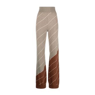 Stella McCartney Multicolor Wol Gebreide Flare Broek - Dames - Wijde Broeken - Veelkleurig - XS - Wol - Broeken