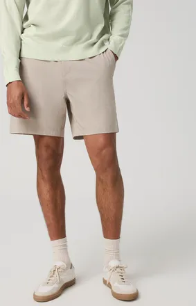 Vuori Clothing Aim Elastic Waist Shorts 7 | Khaki Linen Texture | XS, Size Extra Small