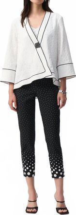 Joseph Ribkoff Contrast Trim Jacquard Swing Jacket In White/black