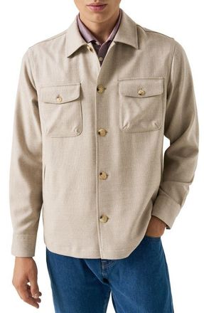 Eton Woven Wool & Cashmere Overshirt in Light Beige at Nordstrom, Size Xx-Large