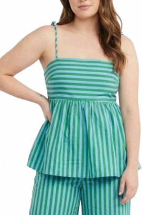 Entro Sloane Striped Tie Strap Top In Green