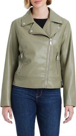Vince Camuto Asymmetric Zip Faux Leather Jacket in Sage at Nordstrom, Size X-Small