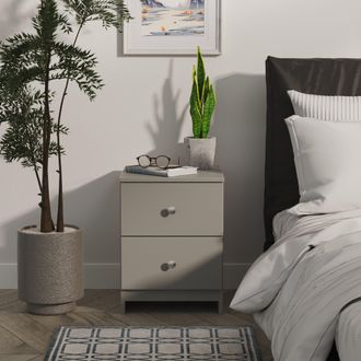 Lewis's Yarmouth 2 Drawer Bedside Cabinet in Uniform Grey & Dusk Grey - Ready Assembled - Lewiss Home | TJ Hughes