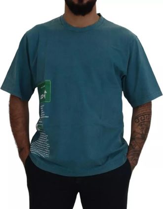 Dolce & Gabbana Blue Logo Print Crewneck Tee Cotton Mens T-shirt (Pre-Owned)