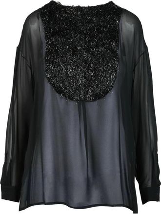 Fabiana Filippi Overhemden, Dames, Zwart, S, Zijden Voile Blouse