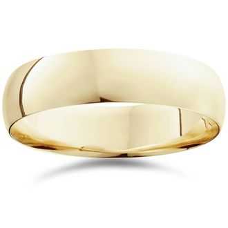 Pompeii3 6mm Dome High Polished Wedding Band 10K Yellow Gold Comfort Fit Plain Ring Size Selectable