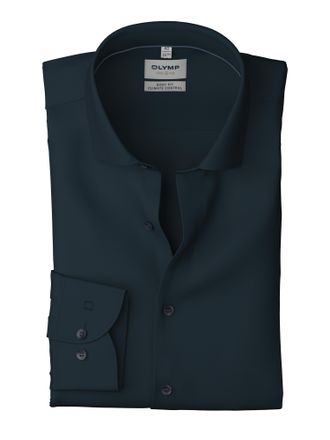 Olymp Businesshemd OLYMP Level Five body fit, Herren, Gr. 37, N-Gr, blau (marine), Web, Obermaterial: 64% Baumwolle, 27% Polyester, 9% Elasthan, Hemden Busi