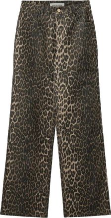 Sofie Schnoor Luipaardprint Denim Broek Snos 606 - Dames - Wijde Broeken - Bruin - XS - Denim - Broeken