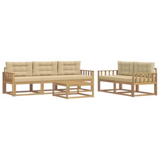 vidaXL Conjunto De Sof&aacute;s De Exterior Con Coj&iacute;n 6 Pcs Y Beige Vidaxl
