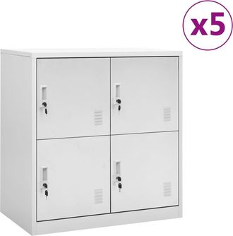 vidaXL Vidaxl - Armarios Taquilla 5 Uds De Acero Gris Claro 90x45x92,5 Cm