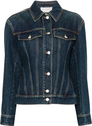 Alexander McQueen denim jacket - women - Polyester/Cotton/Organic Cotton - 42 - Blue