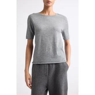Lisa Yang Ari Short Sleeve Cashmere Sweater in Dark Mist at Nordstrom, Size 1