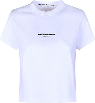 Alexander Wang Shrunken Logo T-Shirt - female - Alexander Wang - T-Shirts - White - XS - Tops