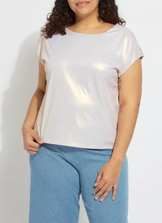 Lyss&eacute; Lyssential Metallic Jersey Top Curvy