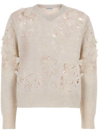 Burberry Cutout Daisy sweater - women - Wool - S - Neutrals