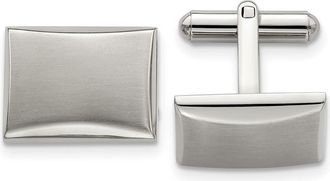 Diamond2Deal Stainless Steel Brushed and Polished Rectangle Cufflinks
